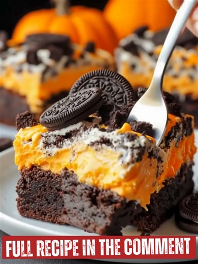 287K views · 1.1K reactions | Oreo Layered Halloween Brownies Ingredients 1 Brownie Mix. 2 eggs. 1/3 cup oil. 1/3 cup milk. 1 package of Oreo's with orange filling. 1 can Milk chocolate frosting. ..... Fυll ᖇecίpe in Coʍmеոτ  | Homemade Recipes | Facebook