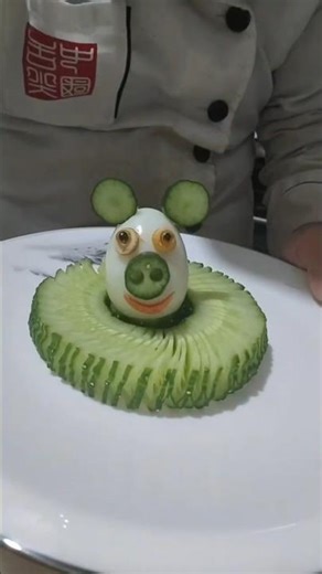 Easy Teddy Bear Design Carving with Cucumber & Boiled Eggs#Cucumber Carving Cutting design Skills#