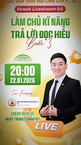 🔥 THÔNG BÁO LIVESTREAM PHÁT ĐỀ BUỔI 3: LÀM CHỦ KỸ NĂNG TRẢ LỜI ĐỌC HIỂU Kiến thức đọc hiểu trong đề thi Ngữ văn THPTQG đang ngày càng trở nên đa dạng và có độ phân hóa rõ rệt trong từng câu hỏi. Đọc hiểu có thể không khó, nhưng cũng không còn là phần dễ lấy điểm. Tiếp nối chuỗi Streak Livestream 5 buổi miễn phí, trong livestream Buổi 3, thầy Hải Linh sẽ trực tiếp: 🟠Hướng dẫn cách trả lời câu hỏi đọc hiểu đúng chuẩn chấm điểm 🟠Phân biệt rõ từng dạng câu hỏi - phạm trù kiến thức thường gặp 🟠Ch