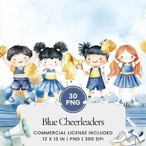 Blue Cheerleading Squad Clipart