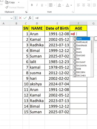 Excel Tips: Find Age from DOB Easily