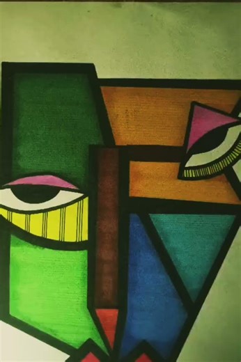 Cubist art in my style ✨✨ # content #creativecontentcreator #drawing