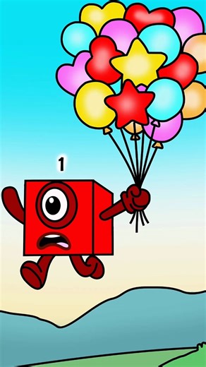 Greedy NB 1 Floats Away Carrying Too Many Air Balloons #numberblocks