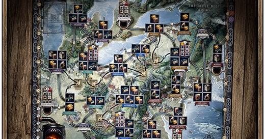 Brass: Pittsburgh by Roxley Games - Designing the Map: A Look at the Pittsburgh Game Board UI - Gamefound