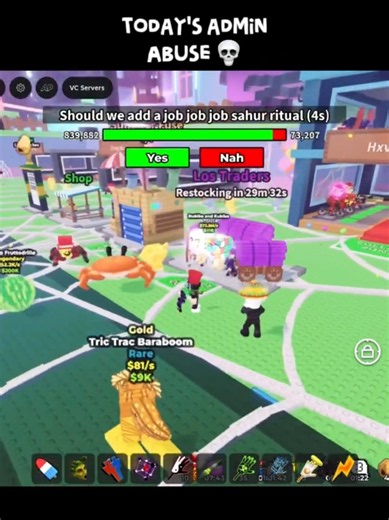 Today's Admin Abuse... #roblox #stealabrainrot | roblox