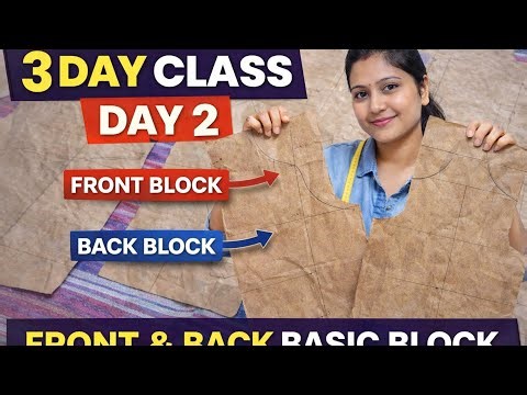 3 Day Pattern Making Class Day 2 | Front & Back Basic Block Drafting Step by Step |