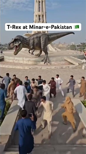 T-Rex at Minar-e-Pakistan | Dinosaur Video | #shorts #dinosaur #ai #aishorts #viral