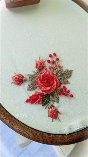 Brazilian Rose Embroidery . Easy Embroidery Design for Beginners . Satisfying Hand Embroidery