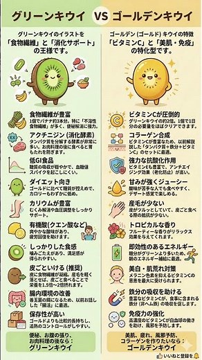 【10秒で健康】徹底比較 どっちを食べる？グリーンキウイvsゴールデンキウイ｜悩み別で選ぶ「最強のキウイ活用術」