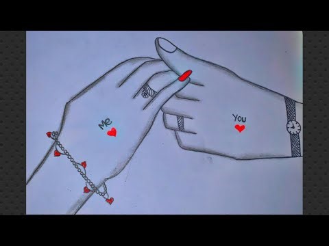 How to draw a couple hand sketch..love couple hand sketch step by step ❤️..
