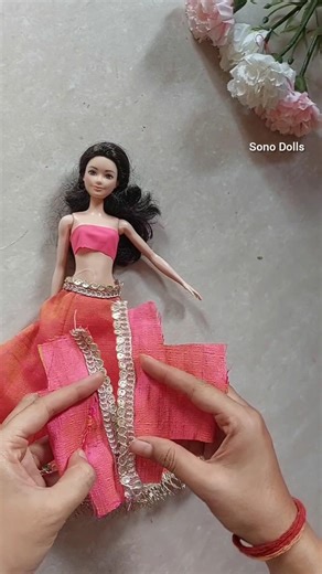 Barbie doll lehenga making 😍