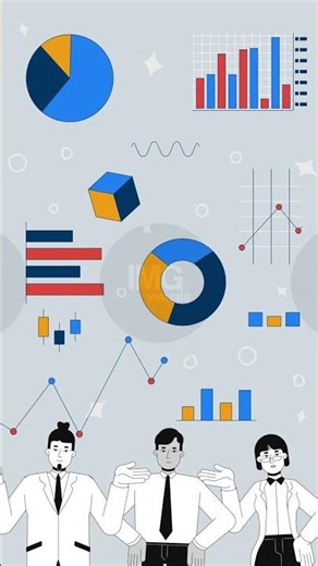 Team collaboration on analytics mixed media vertical animation