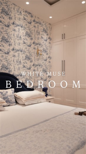 White Muse on Instagram: "~First you notice the bold indigo blue, then the maximalist damask on the wall and then the brass glinting in the soft light. And then you realise — it’s not one element, but the way they all speak to each other that makes this room unforgettable.🦋 . Residence 83 | Guest bedroom . 📸: @nazariyastories . . . #interiordesign #interiorstyling #victorianstyle #frenchinterior #vintagehome #frenchdecor #interiors #interiordecor #bedroominspo #bedroomideas #bedroomgoals #bedr