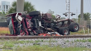 15 hurt in Florida when train hits fire truck that drove onto tracks after another train passed