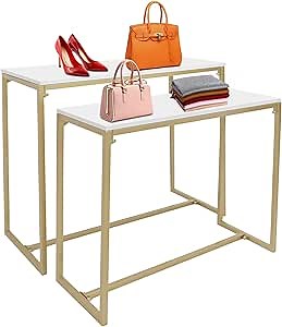 Modern Nesting Tables Retail Display Tables Set of 2 Shoes and Handbags Shelf 110 lbs Load-Bearing Capacity for Home Clothing Shop Hotel