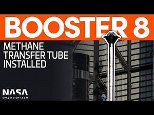 Methane Transfer Tube Lifted Into SpaceX Booster 8 | Starship Boca Chica