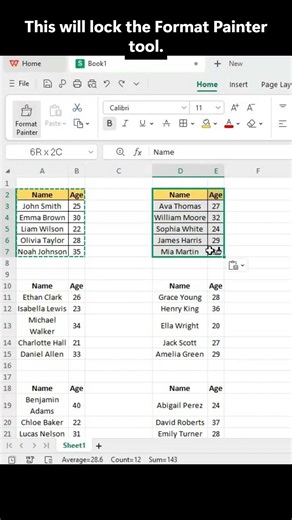 Lock Format Painter in Excel | Apply Formatting to Multiple Cells #spreadsheets #excel #ytshorts