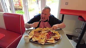 Man Attempts to Eat the Biggest Full English Breakfast in the World That Has Twelve of Everything in One Hour