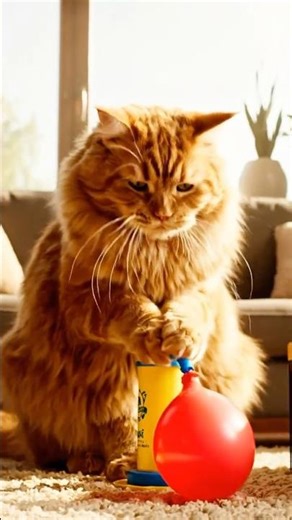 Funny cat is inflating balloon #catvideos #funnyanimals #shorts 😹 #funny #cat