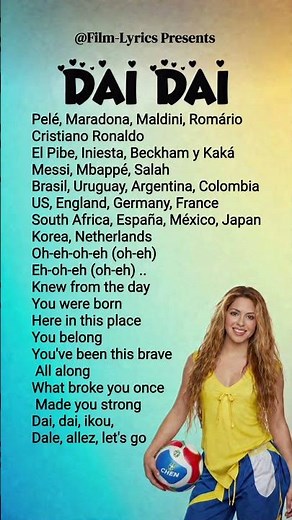 Dai Dai - Lyrics | Shakira, Burna Boy | FIFA World Cup Official Song 2026 | #song #songlyrics #fifa