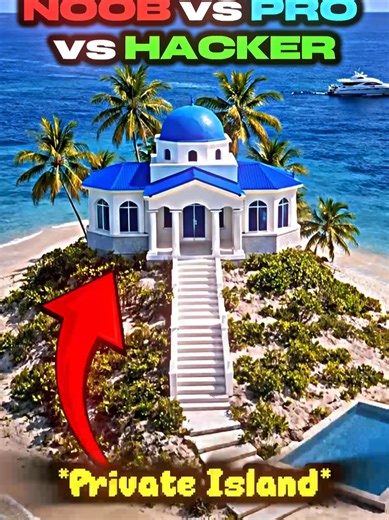 NOOB vs PRO vs HACKER Private Island! #privateisland #island #noob #pro #hacker