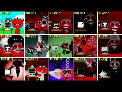 Mix all Mr. Fun Computer and Raddy in Sprunki incredibox | Phase 1 vs Phase 2 vs... vs Phase 15.
