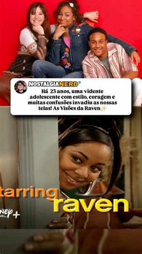 𝐌𝐚𝐱 𝐂𝐮𝐧𝐡𝐚 | 𝐍𝐨𝐬𝐭𝐚𝐥𝐠𝐢𝐚 𝐍𝐞𝐫𝐝® on Instagram: "Há 23 anos uma vidente adolescente com estilo, coragem e muitas confusões invadiu as nossas telas! ✨ As Visões da Raven (That’s So Raven), série que estreou no Disney Channel em 17 de janeiro de 2003 nos EUA e chegou ao Brasil alguns anos depois, marcou época com 100 episódios em 4 temporadas — sendo pioneira ao ultrapassar os limites tradicionais do canal na época. A série acompanha Raven Baxter, uma adolescente com o poder de prev