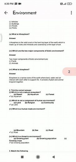 Class 7 Geography Chapter:- 1 Environment Exercise Solution #geography