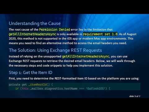 Solving the Outlook Add-in Permission Denied Error: Accessing Email Headers Made Easy