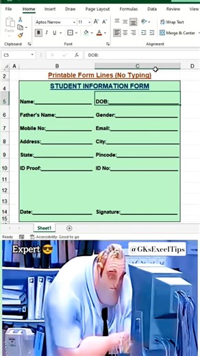 Excel Printable Form Trick (No Typing, No Shapes!) 😱