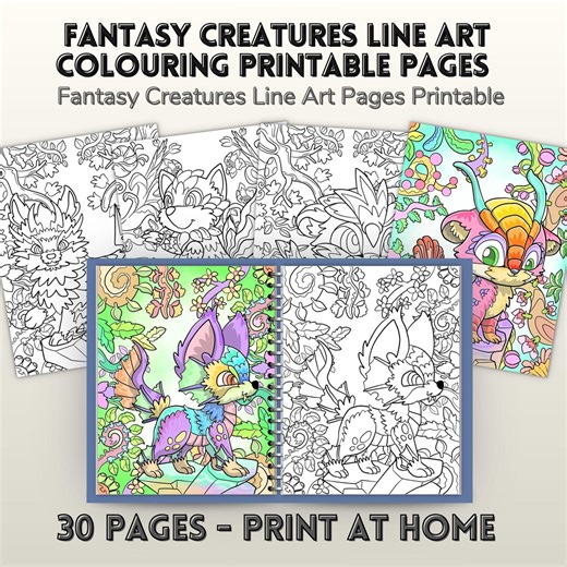 Fantasy Creatures Coloring Pages Printable PDF, Mythical Animals Coloring Book, Adult Coloring Pages, Kids Coloring Sheets, Instant Download - Etsy