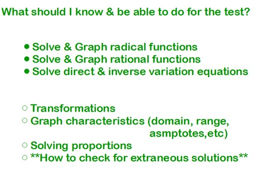 Unit 3: Radical & Rational Expressions