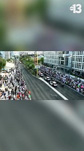 The “No Kings” rally started in downtown Las Vegas at 5 p.m with many demonstrators wanting to peacefully protest against President Trump and authoritarianism. Channel 13’s traffic cameras show the large number of people in support of the rally. | KTNV Channel 13 Las Vegas