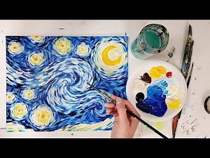 Acrylic Painting for Beginners - Impressionism -The Starry Night, Van Gogh (cropped)