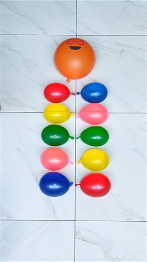 Popping Emoticon Orange Water Color Balloons Reverse Asmr #balloon #satisfying