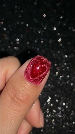Heart Cat Eye Nail Design Tutorial for you to get cute nails