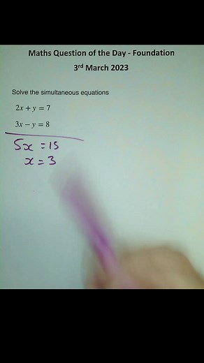 Foundation Maths Question: Solving Simultaneous Equations