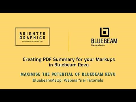 Creating PDF summary for your Markups using Bluebeam Revu - BluebeamMeUp!