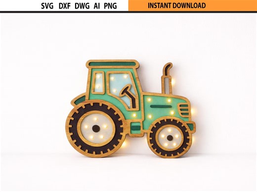 Laser Cut Tractor Night Light SVG: Multilayer Kid's Construction Bed Light Design (digital Files) - Etsy