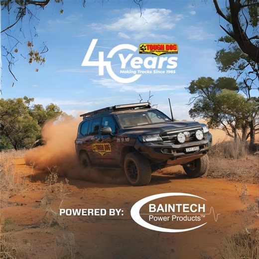 Celebrating 40 years of Tough Dog and now powering ahead with Baintech  Their new truck fit-out is fully kitted with:  PowerTop range — 80, 150, 200 & 300Ah ⚡️ 2000W inverter charger + 150A Slimline  Garmin 6-way Power switch system onboard Australian engineered. Australian designed. Built for adventure. #ToughDog #BetterWithBaintech | Baintech | Facebook