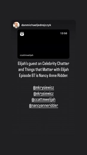 Watch talented, young Elijah Krysiewicz speed-round interview me for his show CELEBRITY CHATTER & THINGS THAT MATTER on YouTube. @ccattmwelijah | Nancy Anne Ridder