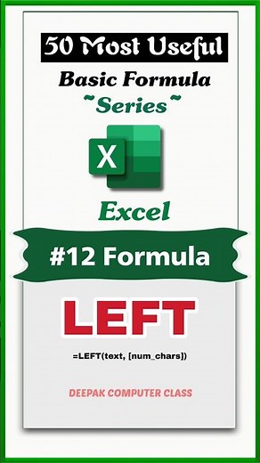 excel left function - extract charector from the start of a cell #excel #shorts #yt
