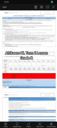 Afrikaans HL Grade R Lesson Plan for Term 2