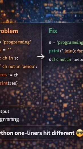 Remove vowels from string python one liner#python#removevowels