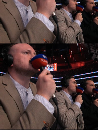 Comentaristas de Sky Sports en el último round de boxeo