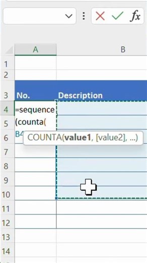 Dynamic number list in excel
