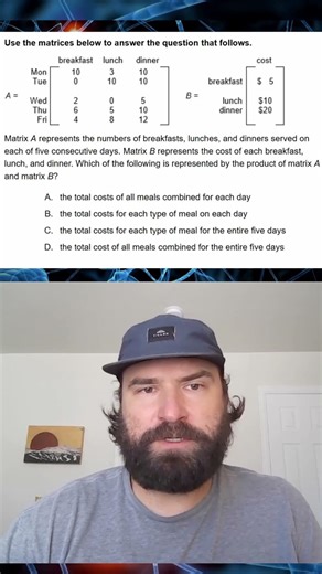 MTEL question: multiplying matrices #praxis #MTEL #math #tutor