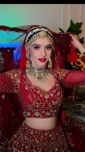 Bold eyes with bold lips for this red bride #shorts #explore #indianbridalmakeup