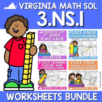VA SOL 3.NS.1 Worksheets | 3rd Grade Place Value Virginia Math Standards Bundle