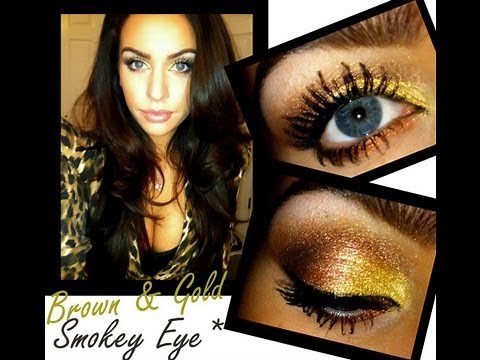Brown and Gold Smokey Eye Makeup Tutorial